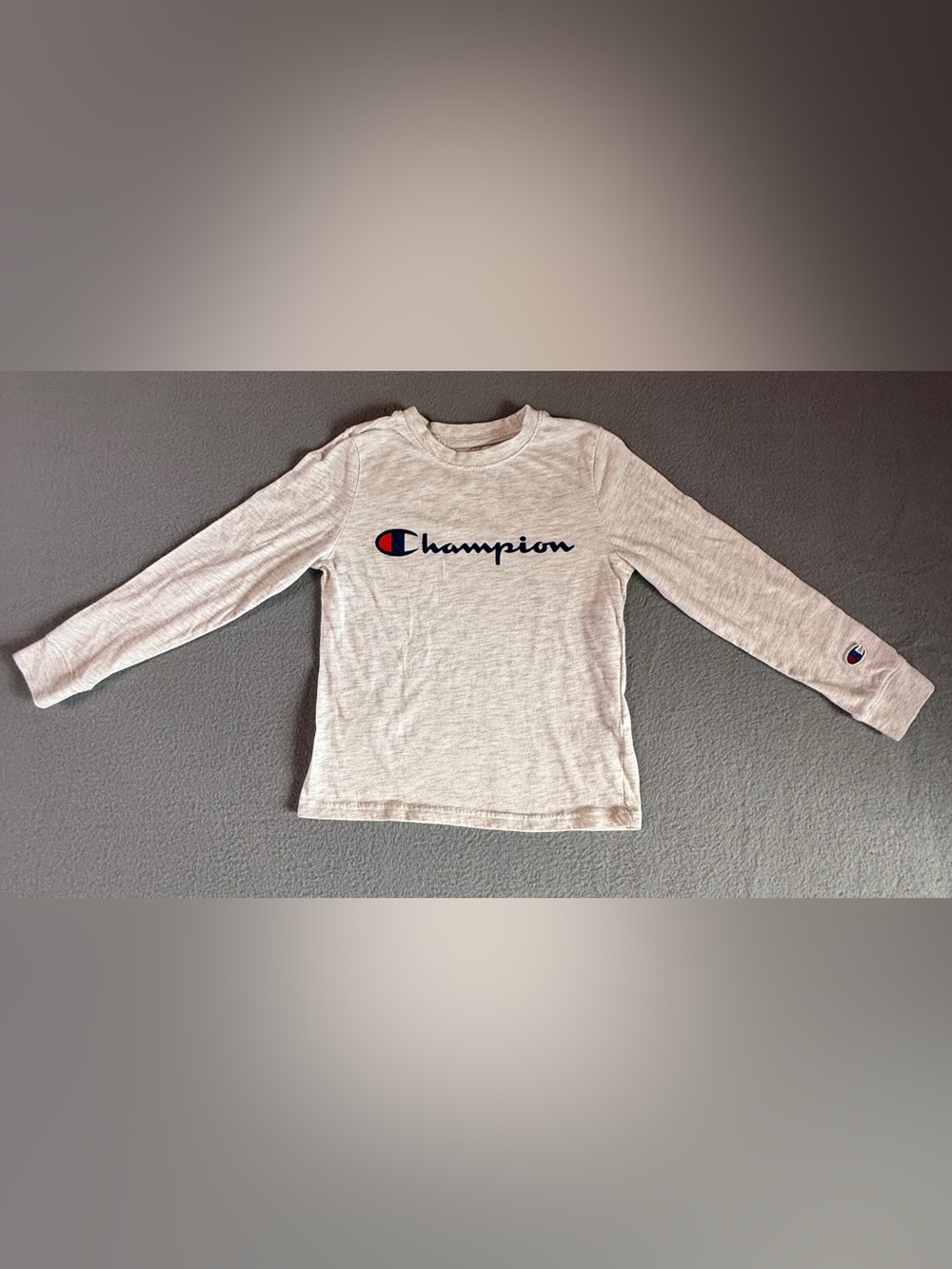 Champion Kids Beige Logo Long-Sleeve Tee